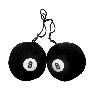3 Inch Round Fuzzy 8-Ball in Black and White