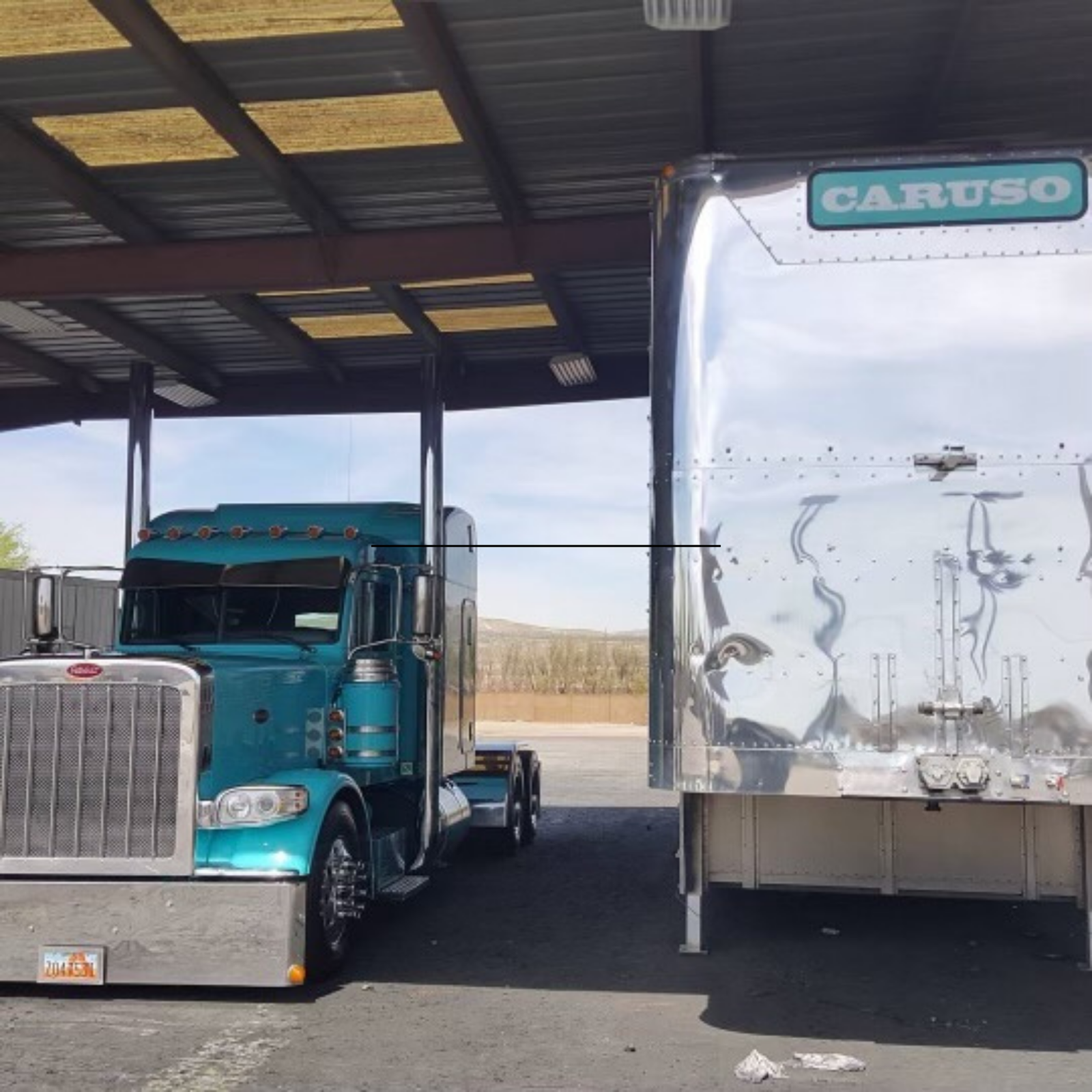 Customer Peterbilt semi truck after chrome polishing at The New Vernon Truck Wash.