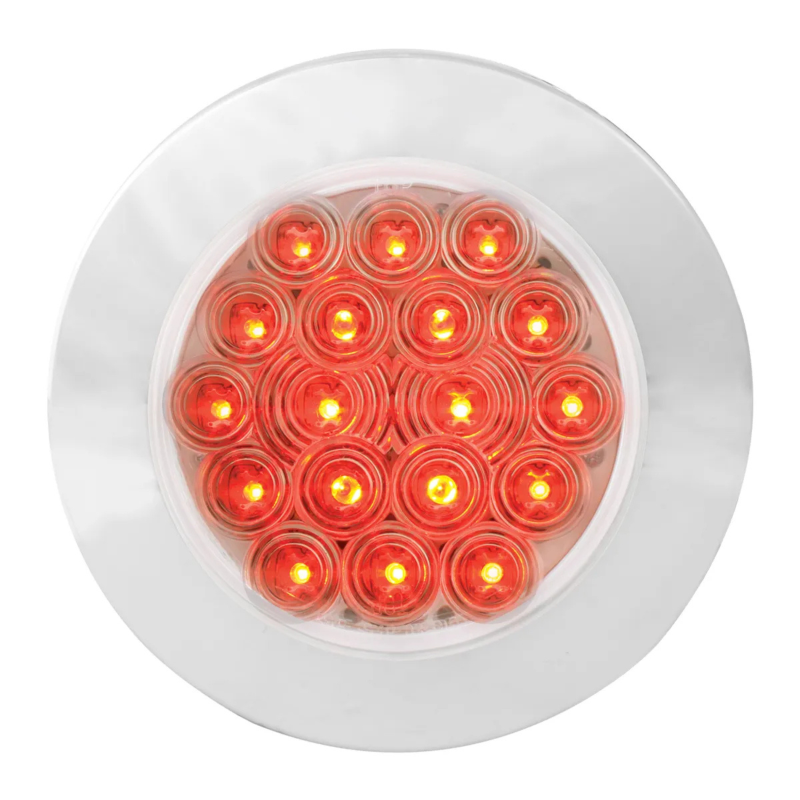 Fleet Flange Mount LED Light with Chrome Bezel | 4" | Red/Clear | Grand General