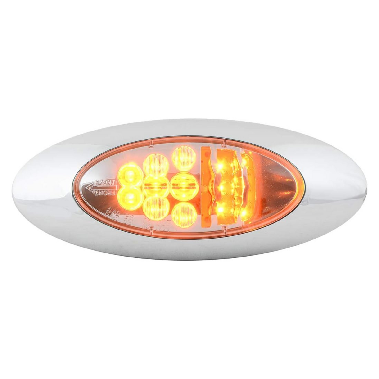 Oval Spyder Y2K LED Side Marker / Clearance & Turn Light with Snap-On Chrome Bezel | Amber/Clear | Grand General