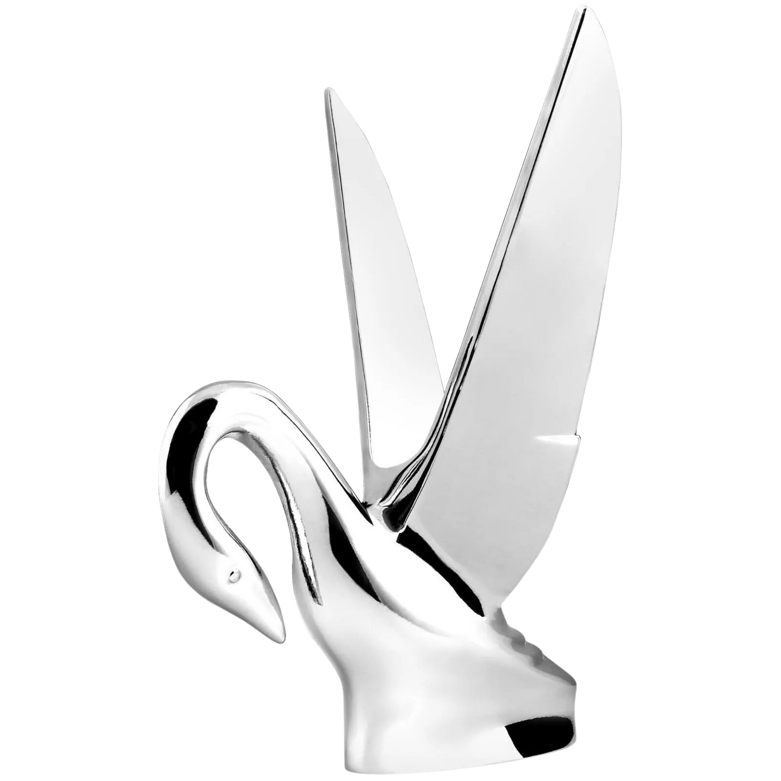 Swan Hood Ornament with Vintage Style Wings | Chrome Original Style | Grand General