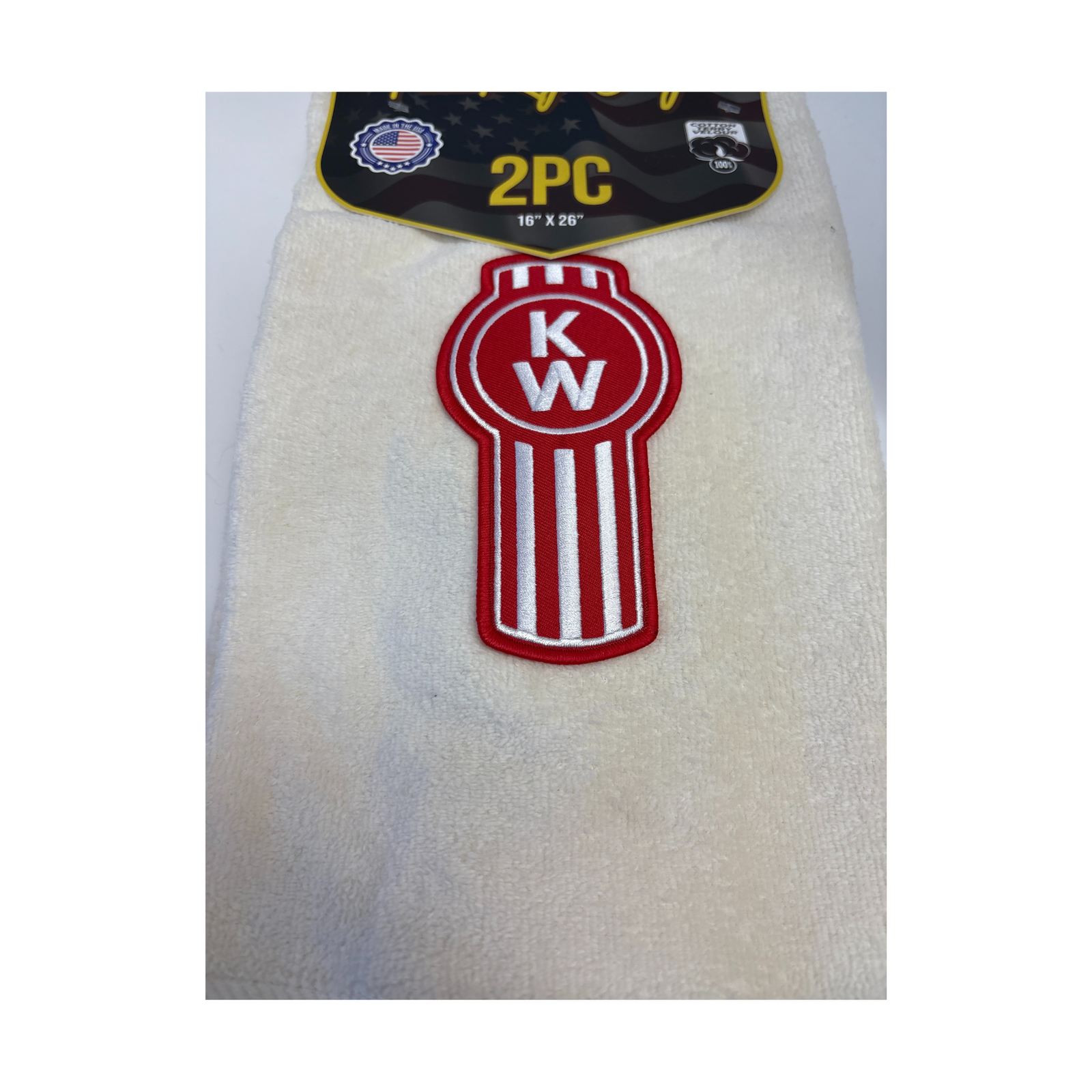 Kenworth Door Handle Rag | Ivory | Red Logo | 2-Pack | GS