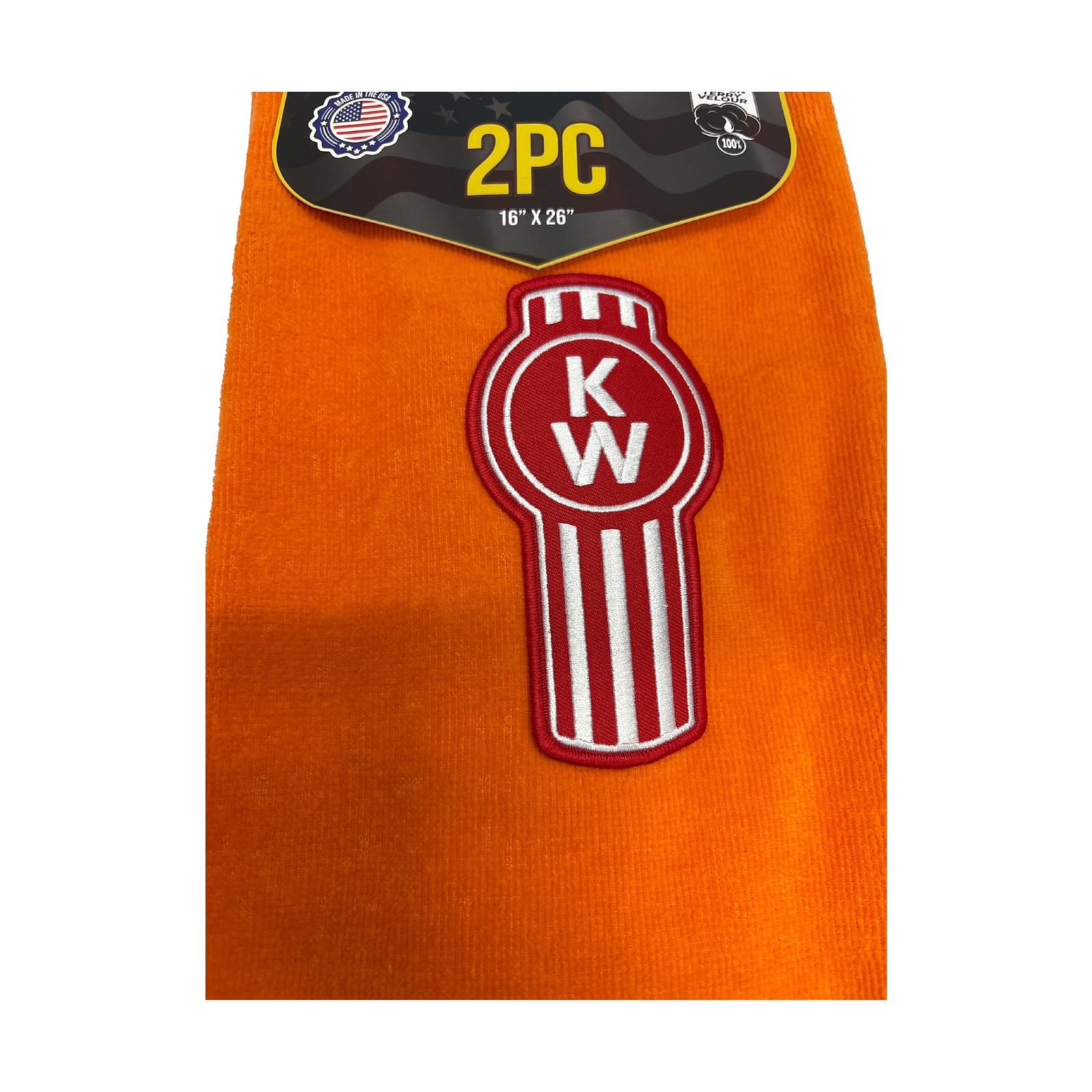 Kenworth Door Handle Rag | Orange | Red Logo | 2-Pack | GS