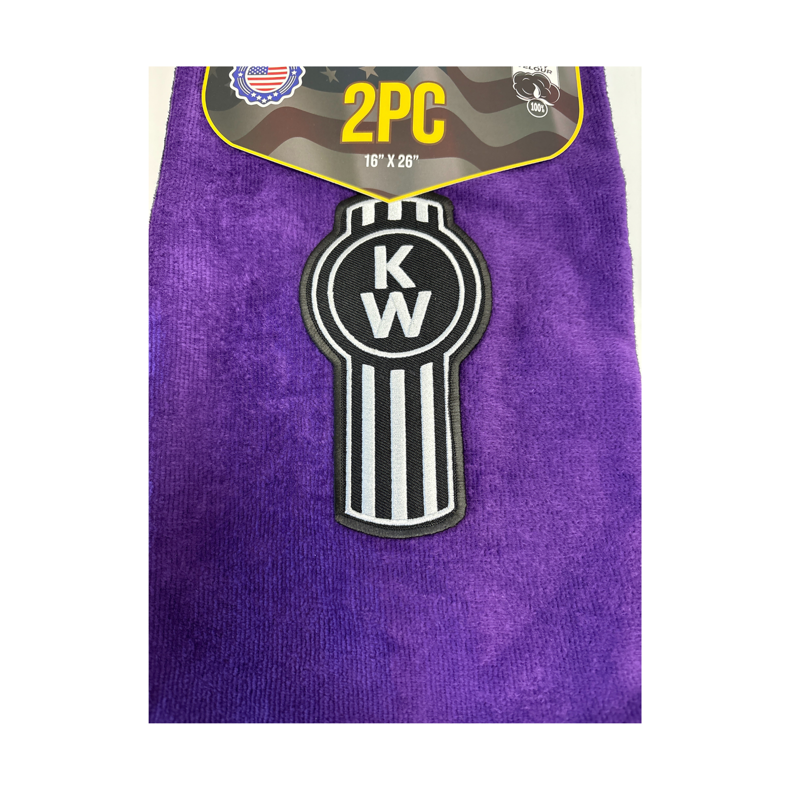 Kenworth Door Handle Rag | Purple | Black Logo | 2-Pack | GS