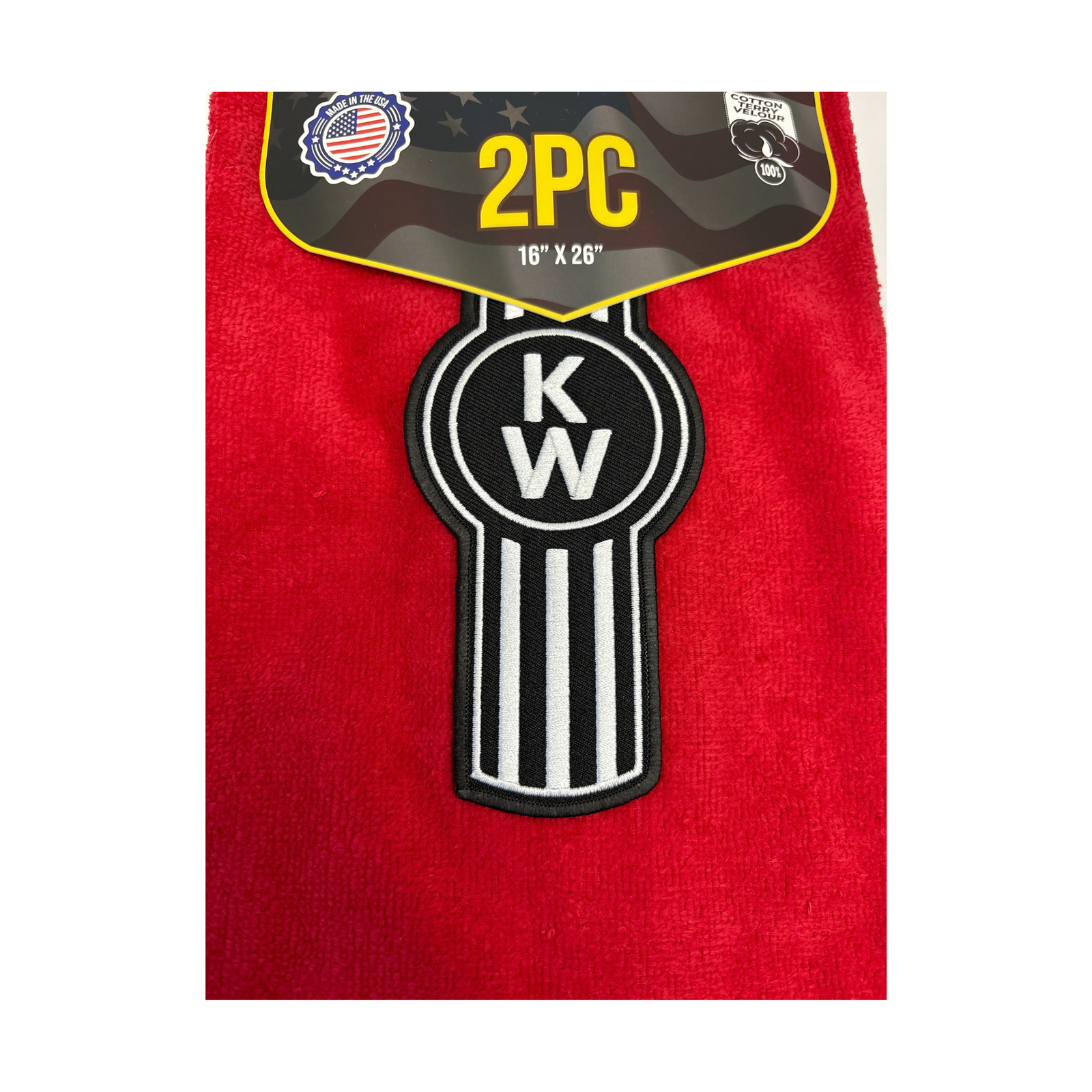 Kenworth Door Handle Rag | Red | Black Logo | 2-Pack | GS