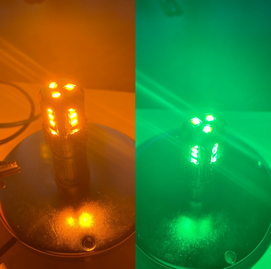 Classic 1157 Dual Color LED Bulb Amber Green | JML Kustoms