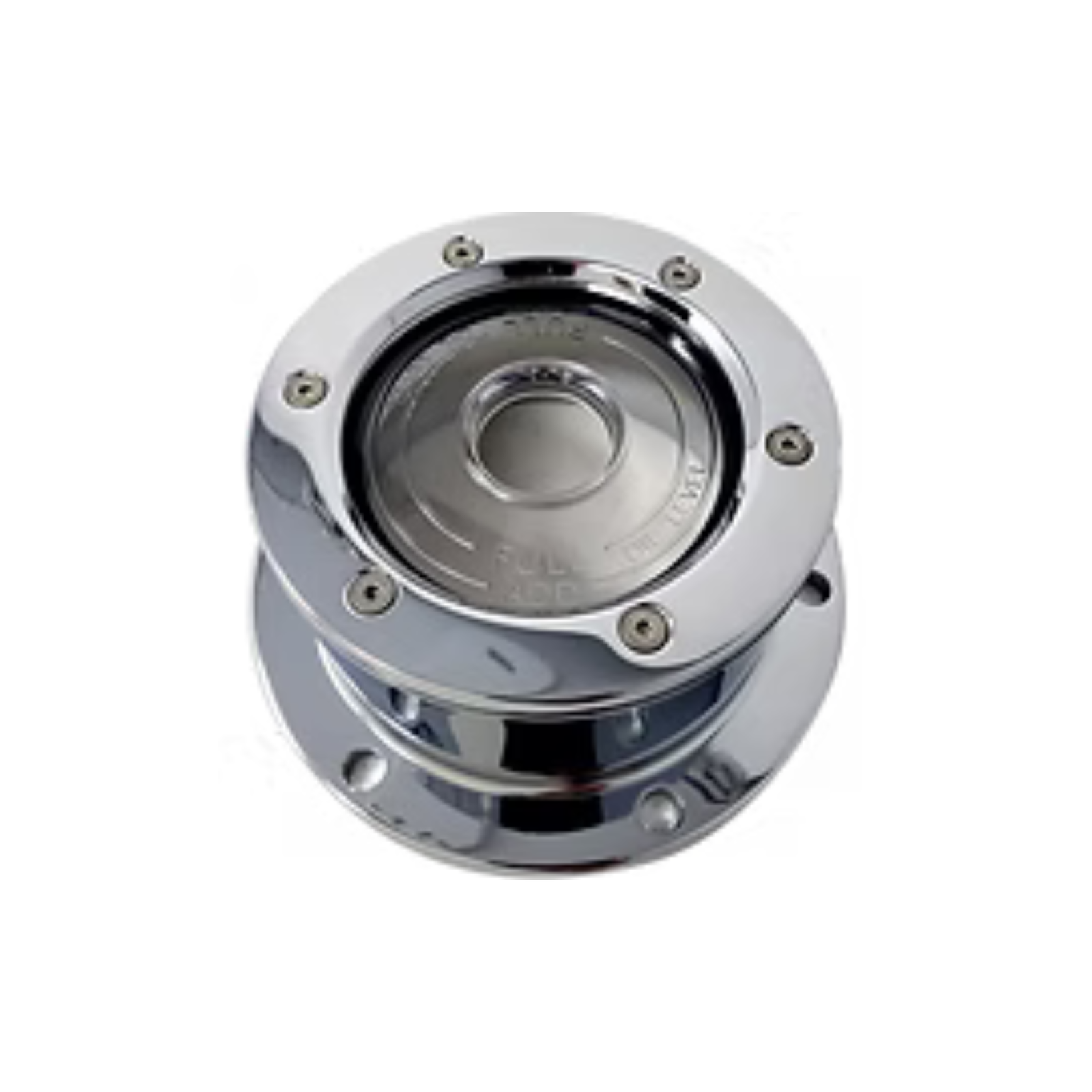 Front Oil Cap Cover with Sight Window 5.5 Inch Bolt Pattern | Chrome Plated Billet Aluminum | Lifetime Nut Covers