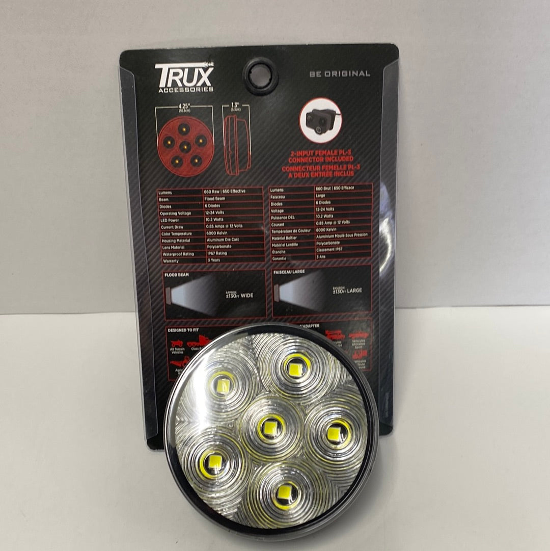 4 Inch Flood Beam Grommet Mount Round LED Work Lamp | Trux Accessories