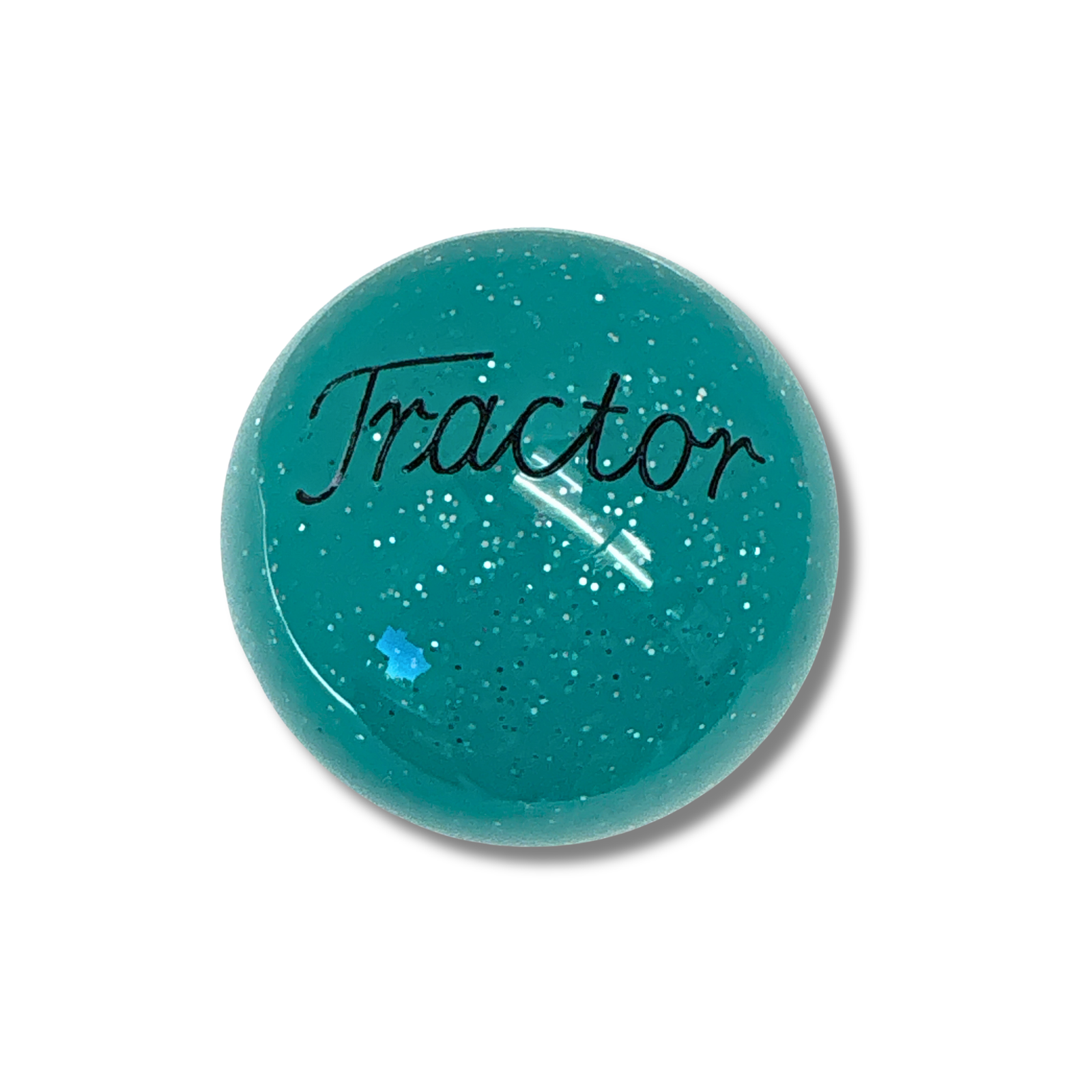 Brake Knob | Glitter Engraved Tractor Silver V1 Teal | Twisted Shifterz