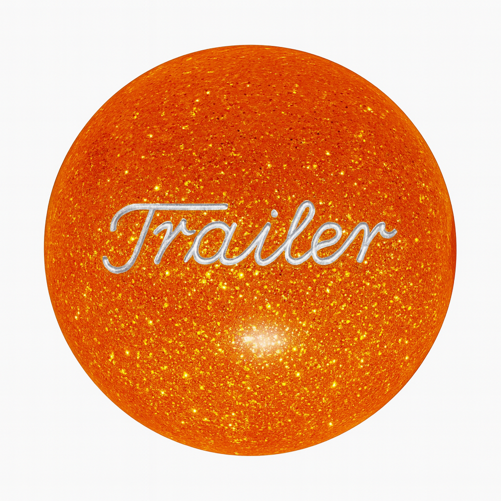 Brake Knob | Glitter Engraved Trailer White V1 Orange | Twisted Shifterz