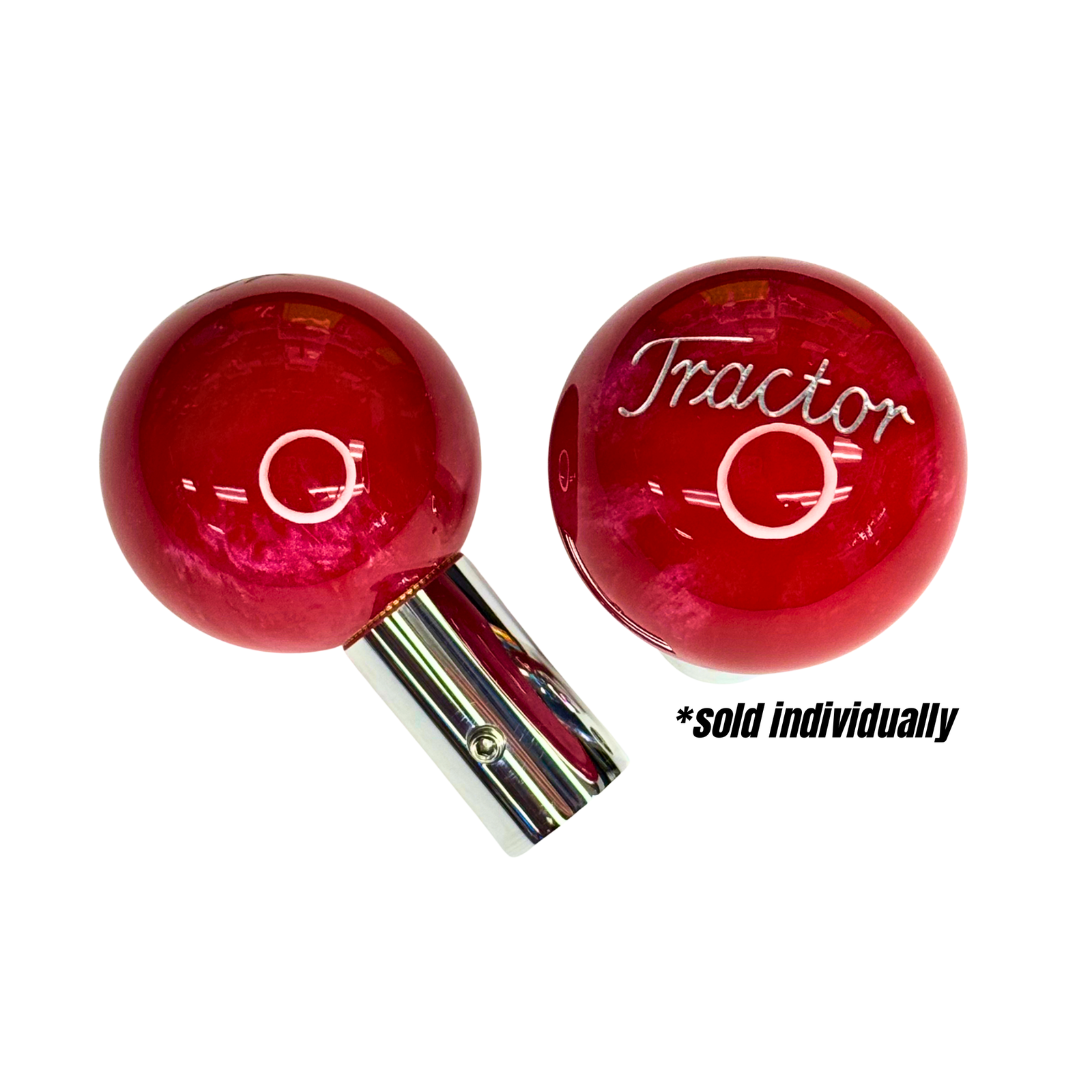 Brake Knob Pearl Engraved Tractor V1 Red Silver Twisted Shifterz