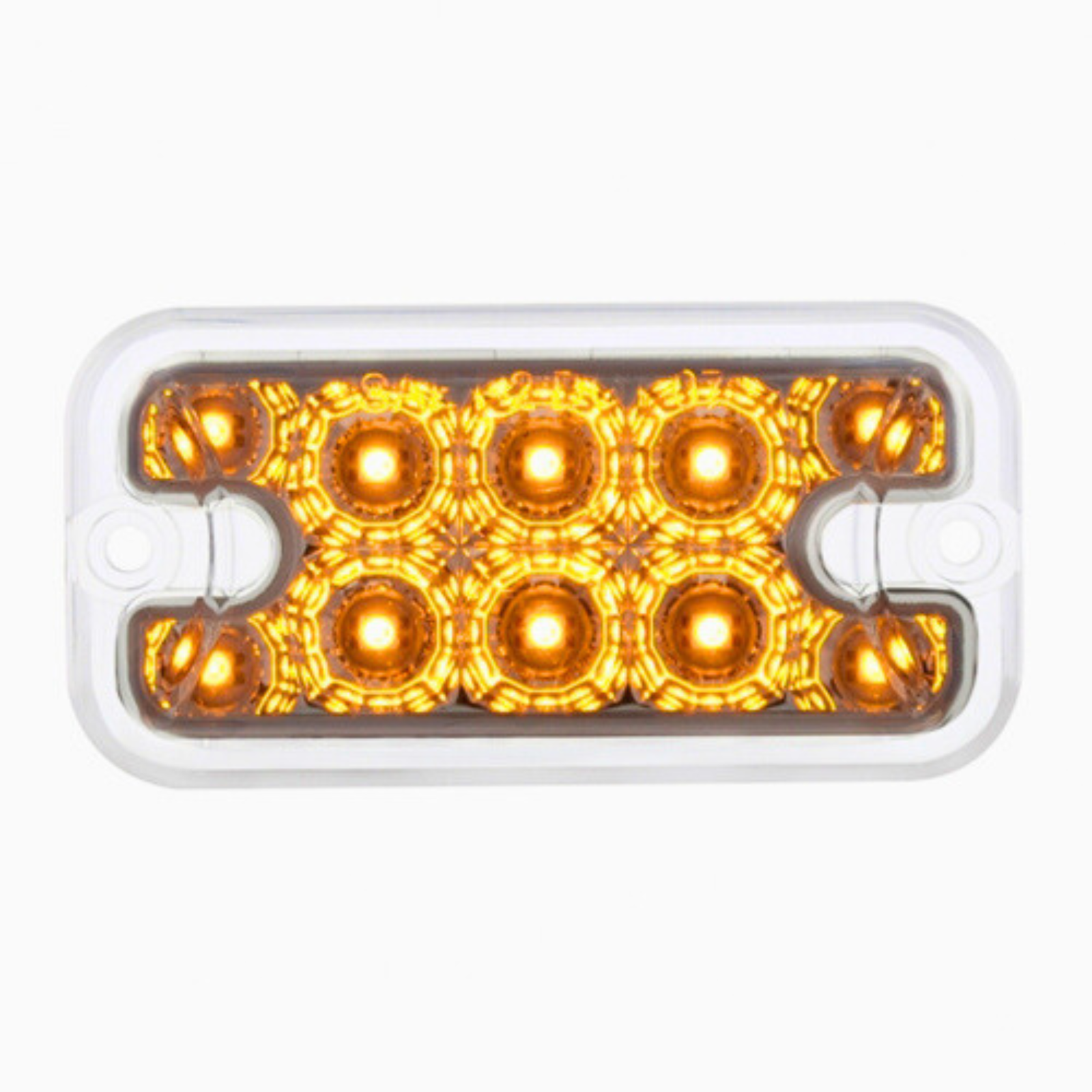 10 LED Dual Function Rectangular Light | Amber / Clear Lens | United Pacific