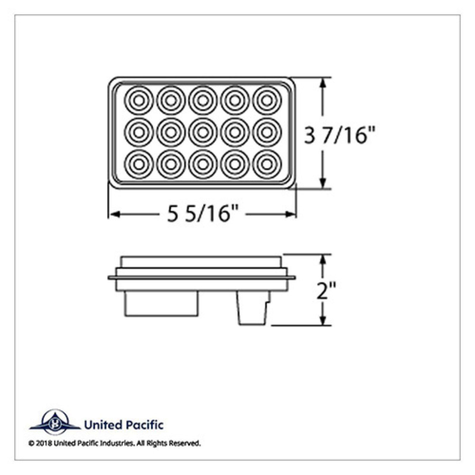 15 LED Rectangular Turn Signal Light | Amber LED Clear Lens | United Pacific