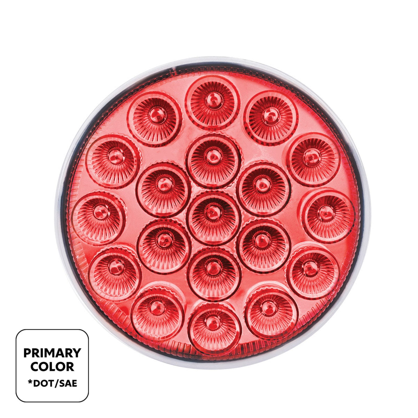 19 LED 4″ Round Double Fury Light | Stop & Turn | Red & White LED Clear Lens | United Pacific
