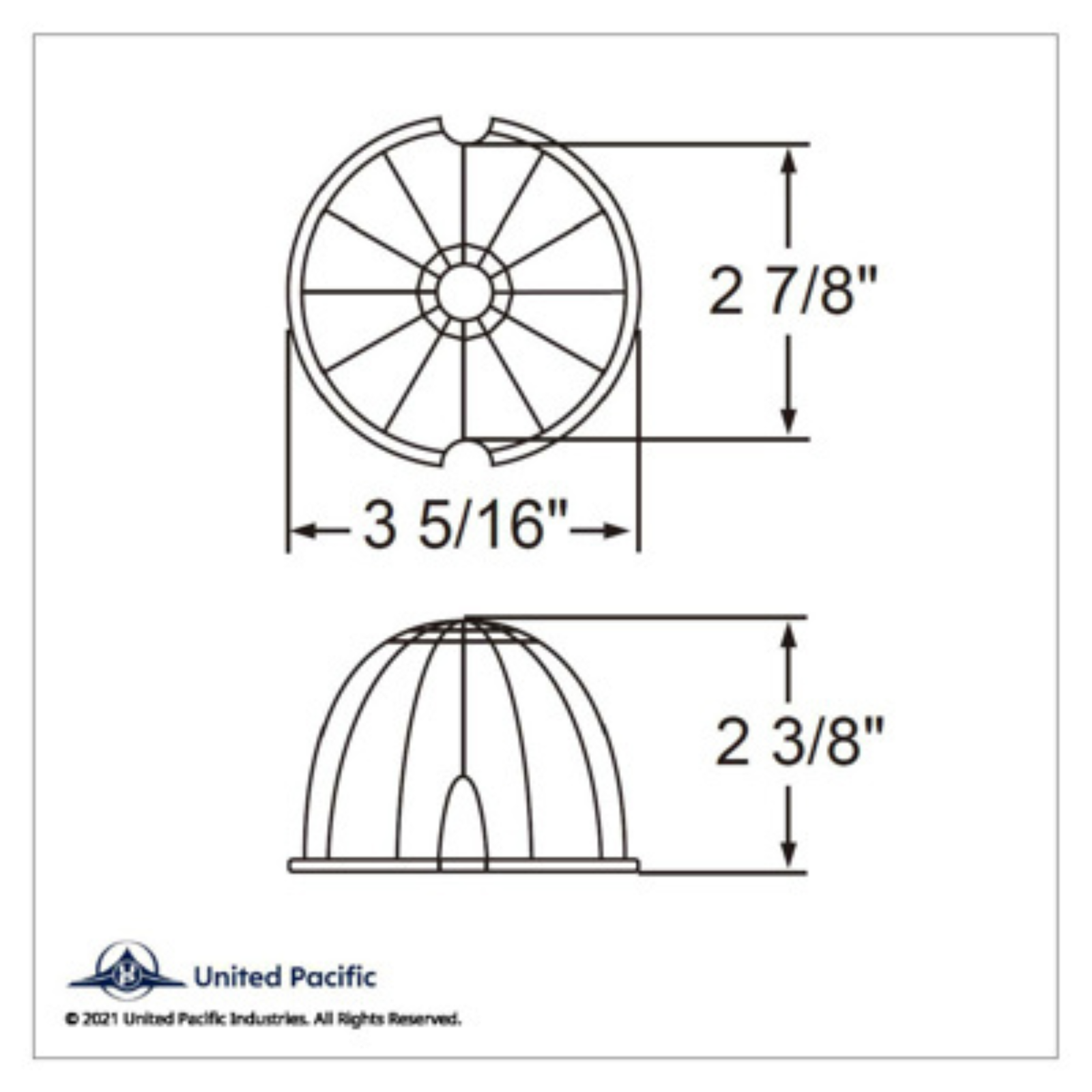 2-Wire Watermelon Reflector Cab Light | Amber LED | United Pacific