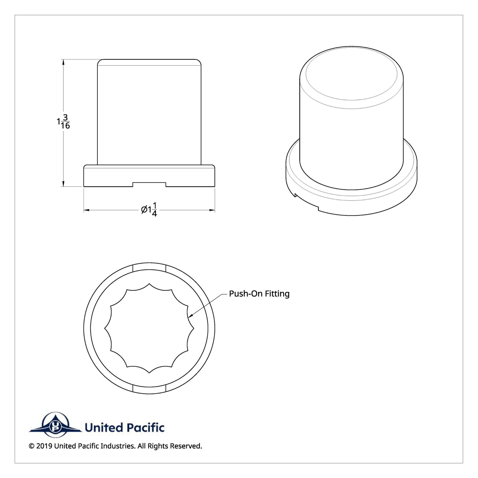 Flat Top Nut Cover | 3/4" x 1-1/4" | Chrome | United Pacific