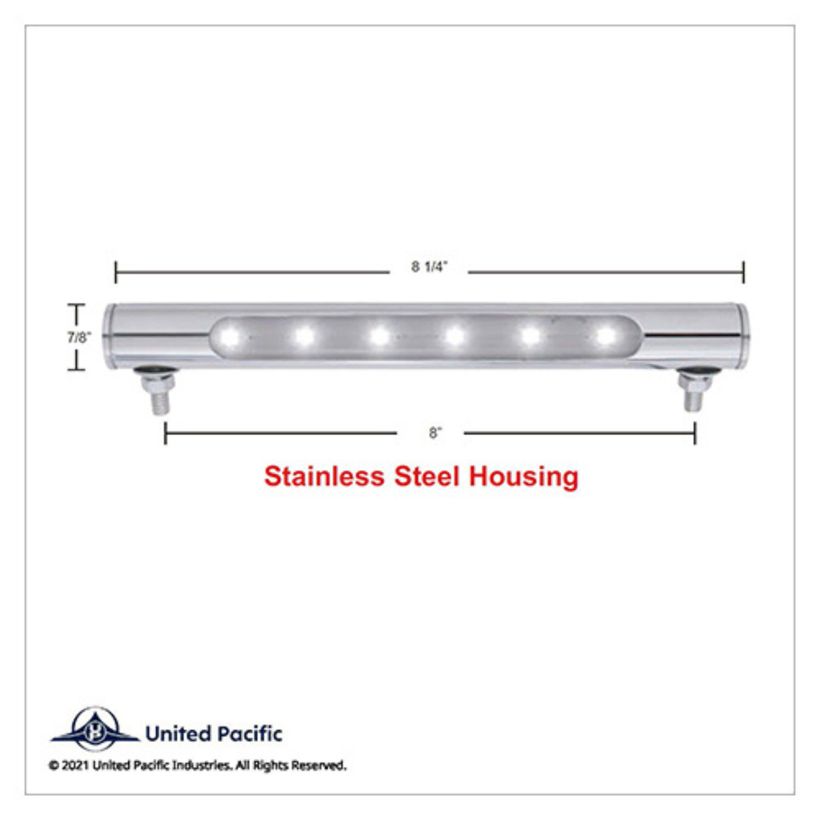 6 LED Stainless Steel Tube Light | Blue | United Pacific