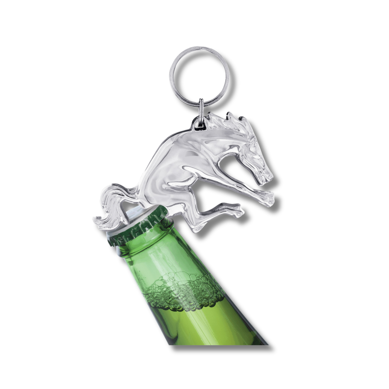 Chrome Bucking Horse Keychain with Bottle Opener | United Pacific