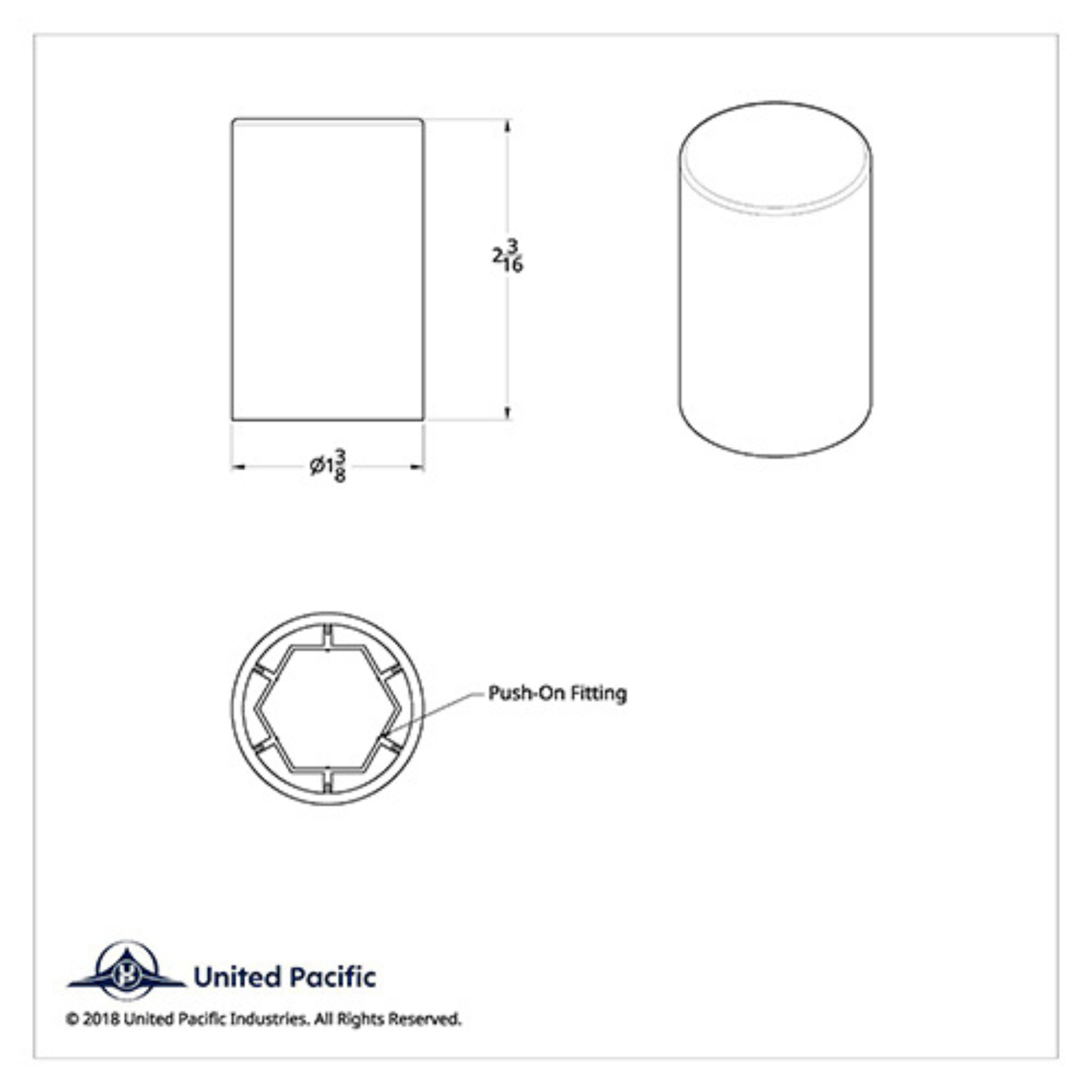 Chrome Cylinder Hubcap Nut Cover | Fits 1999-2018 Chevy & GMC Full-Size Trucks | Push-On | United Pacific