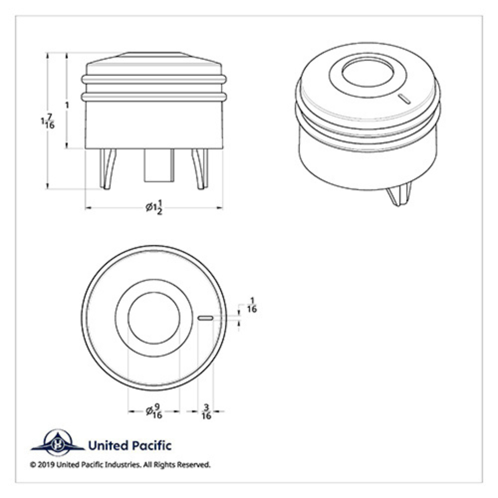 Deluxe Signature A/C Control Knob | Blue Crystal | Peterbilt | United Pacific