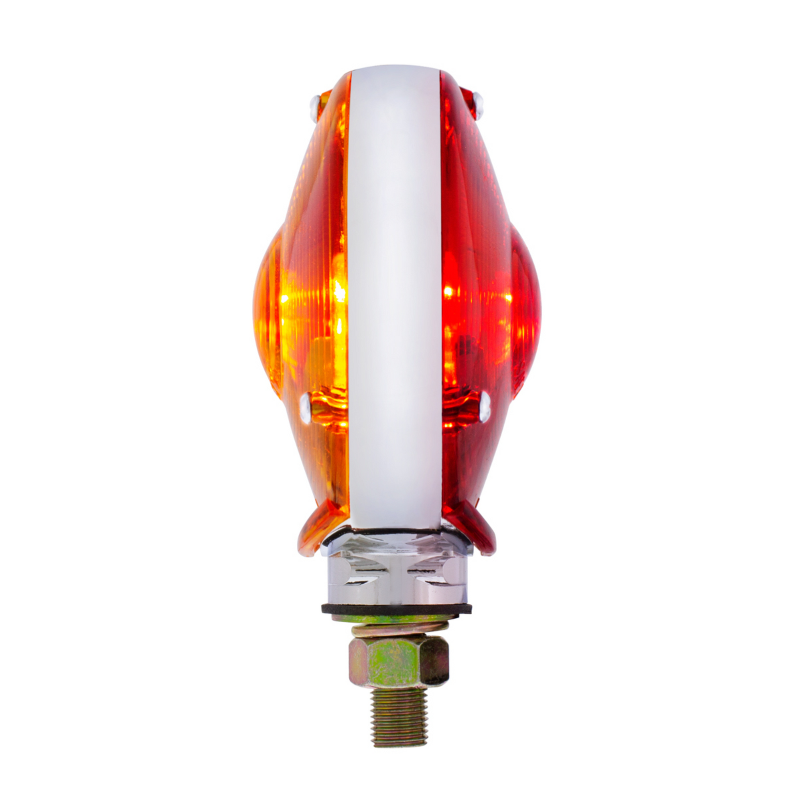 Double Face Turn Signal Light | Chrome Metal Housing | 1157 Bulb Compatible | United Pacific