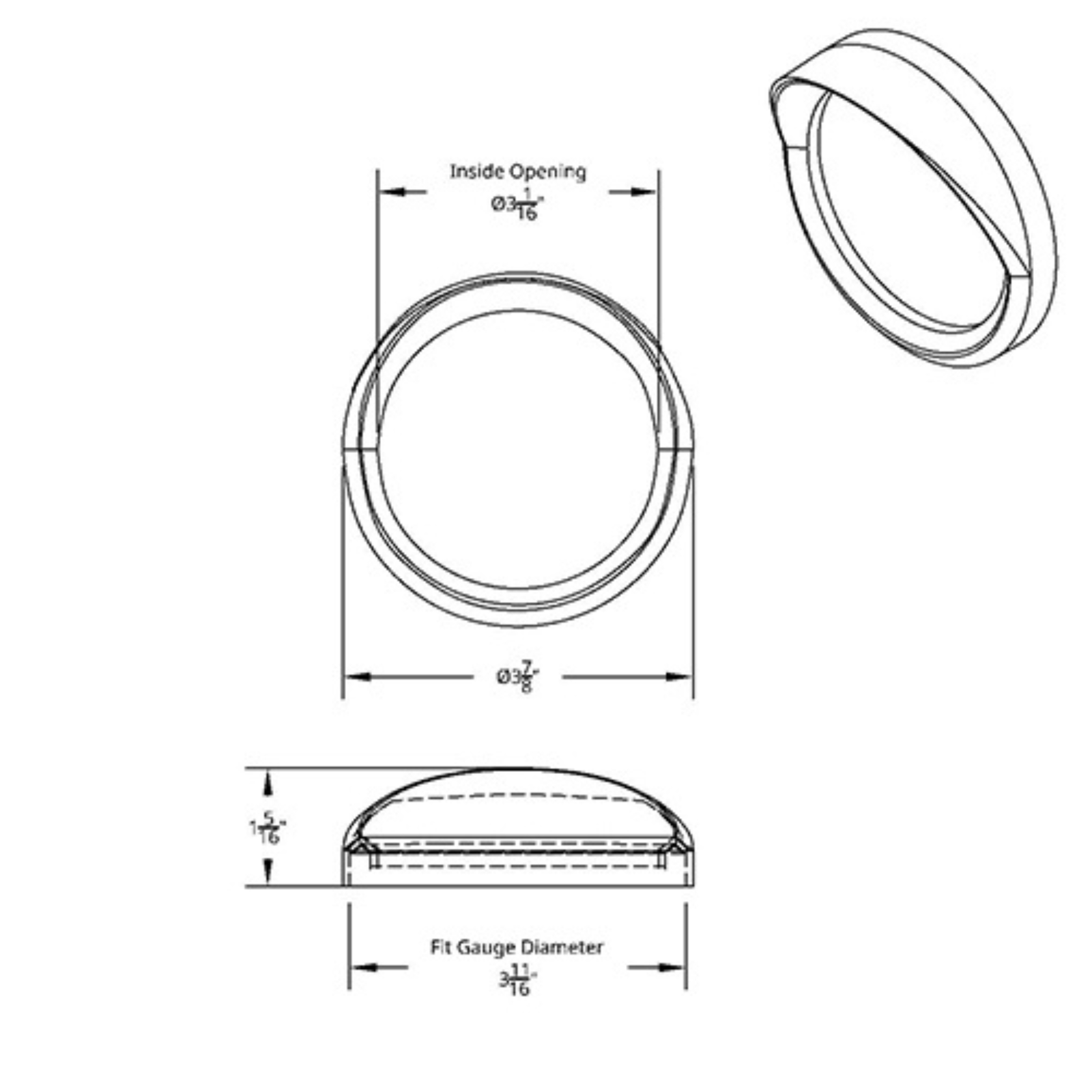 Chrome Speed Tachometer Gauge Bezel with Visor | Freightliner Cascadia 2008-2017 | Chrome | United Pacific