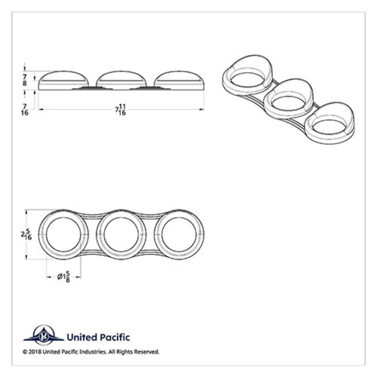 Horizontal Gauge Cluster Bezel with Visor 3 Gauge | United Pacific