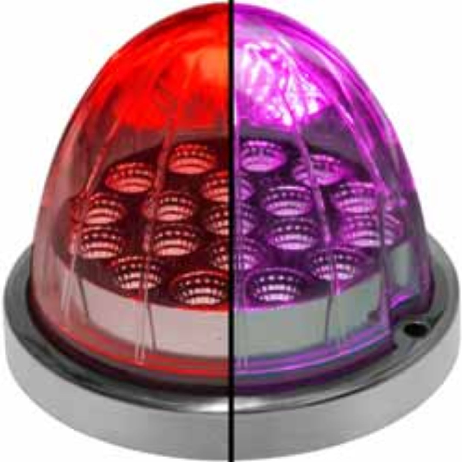 Dual Revolution Watermelon LED Light with Reflector Cup and Lock Ring 19 Diodes Red and Purple | Trux Accessories