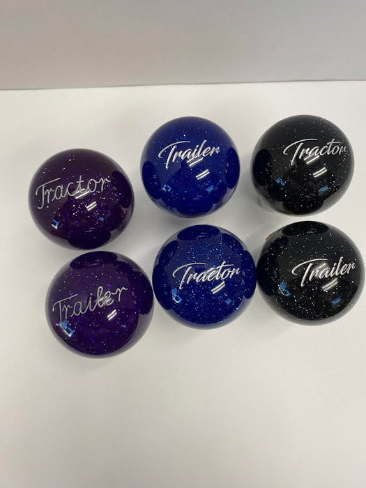Tractor and Trailer Brake Knobs in Purple, Blue, and Black Glitter Options