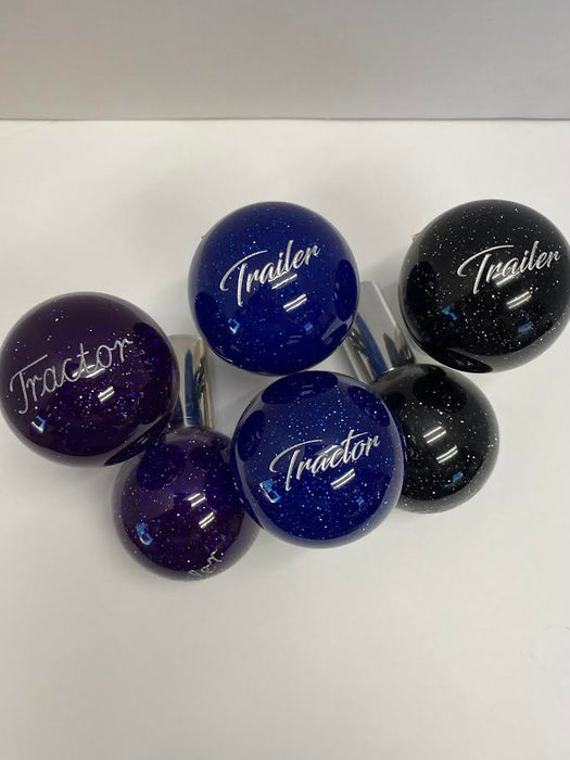 Tractor and Trailer Brake Knobs in Purple,  Blue, and Black Glitter Options