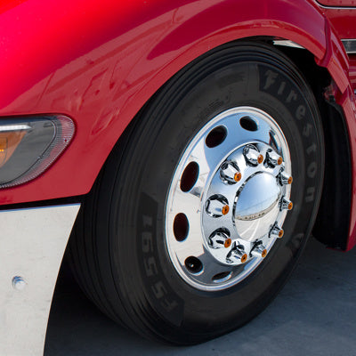 Box of Chrome Plastic Lug Nut Covers with Colored Reflectors - The New Vernon Truck Wash