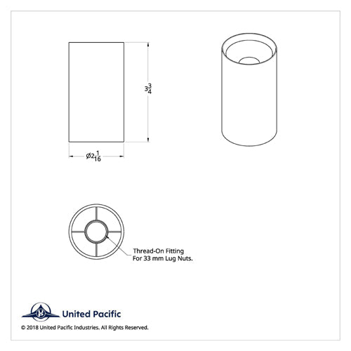 3 3/4 Inch Chrome Plastic Concave Top Thread-On Lug Nut Cover