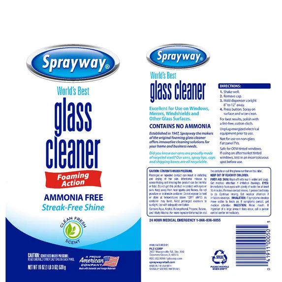 Sprayway Glass Cleaner – 19oz Foaming Action | Ammonia-Free, Streak-Free Shine - The New Vernon Truck Wash