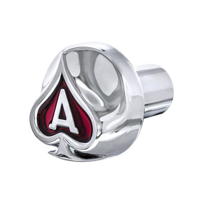 Chrome with Red Inlay of Ace of Spaces Air Valve Knob - The New Vernon Truck Wash