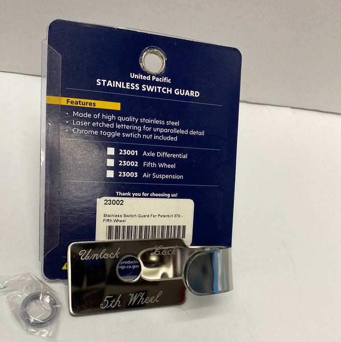 UNITED PACIFIC Stainless Steel Dash Switch Cover For Peterbilt 379 - Air Suspension Switch Guard