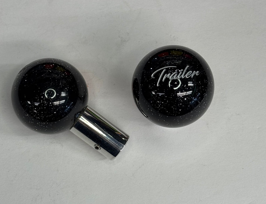 Twisted Shifterz | Brake Knob | Glitter | Engraved Tractor or Trailer in Silver V2