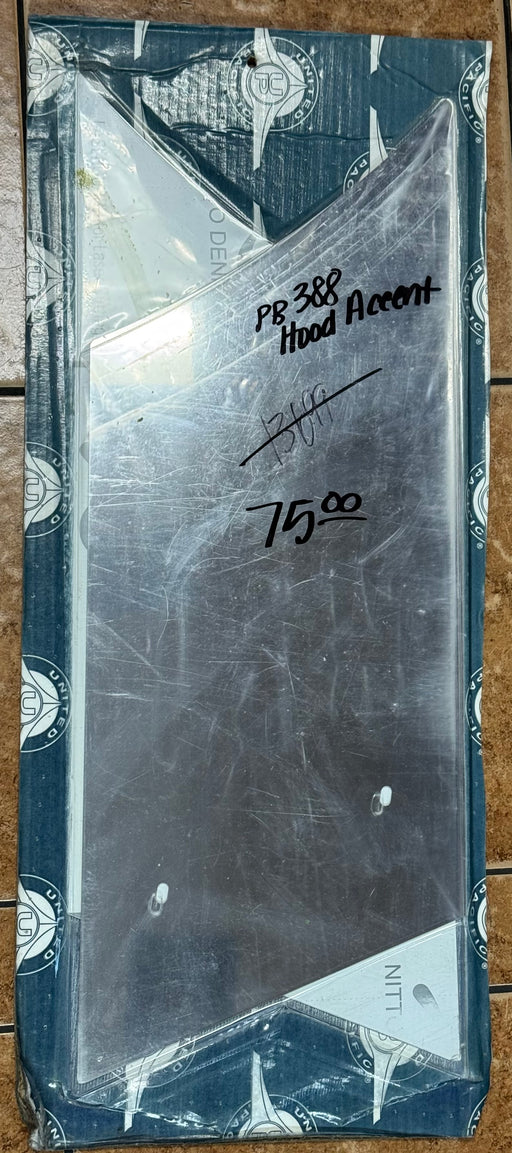 Stainless 2007+ Peterbilt 388 Hood Emblem Stripe Accent - Slight Damage See Photos - The New Vernon Truck Wash