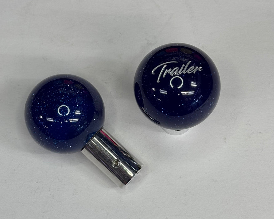 Twisted Shifterz | Brake Knob | Glitter | Engraved Tractor or Trailer in Silver V2