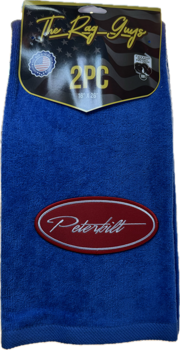 GS– Peterbilt Fancy Script Door Handle Rags Cotton Velour 16x26 2 Pack