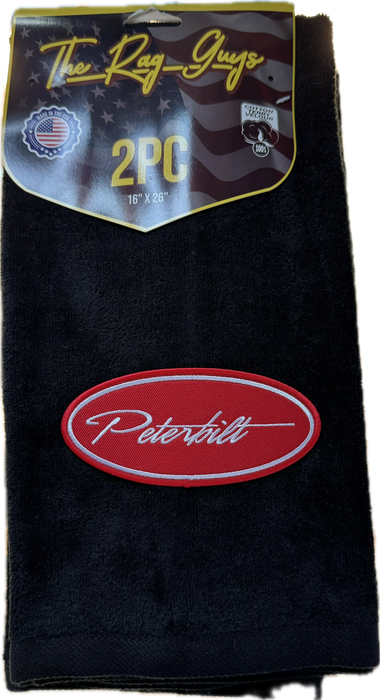 GS– Peterbilt Fancy Script Door Handle Rags Cotton Velour 16x26 2 Pack