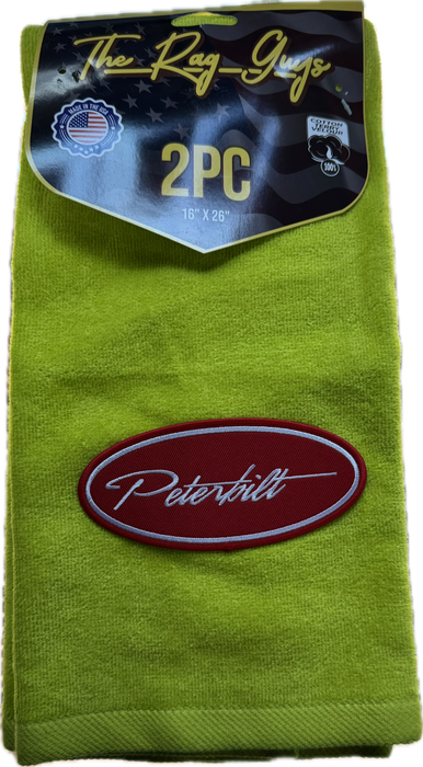 GS– Peterbilt Fancy Script Door Handle Rags Cotton Velour 16x26 2 Pack
