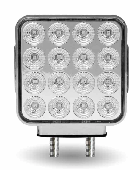 Amber/Red Double Face Square Reflector LED Turn & Marker Light – Dual Post – 38 Diodes – Clear Lens – Trux TLED-SDXC - The New Vernon Truck Wash
