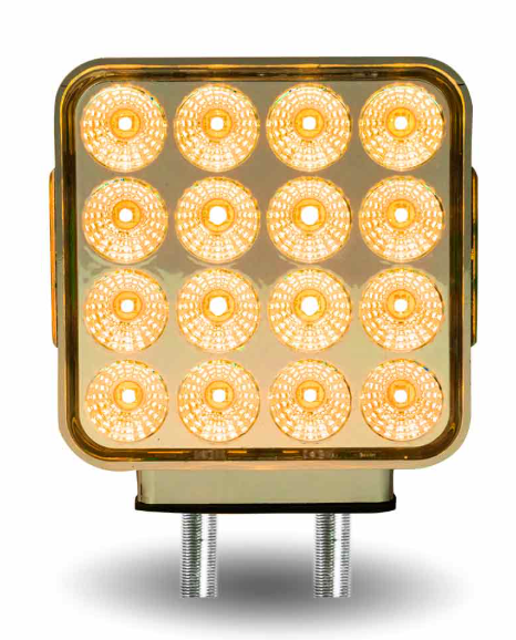 Amber/Red Double Face Square Reflector LED Turn & Marker Light – Dual Post – 38 Diodes – Clear Lens – Trux TLED-SDXC - The New Vernon Truck Wash