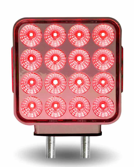 Amber/Red Double Face Square Reflector LED Turn & Marker Light – Dual Post – 38 Diodes – Clear Lens – Trux TLED-SDXC - The New Vernon Truck Wash