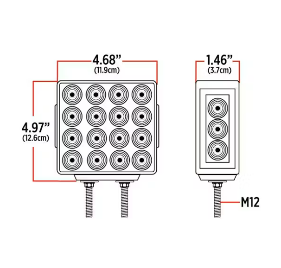 Amber/Red Double Face Square Reflector LED Turn & Marker Light – Dual Post – 38 Diodes – Clear Lens – Trux TLED-SDXC - The New Vernon Truck Wash