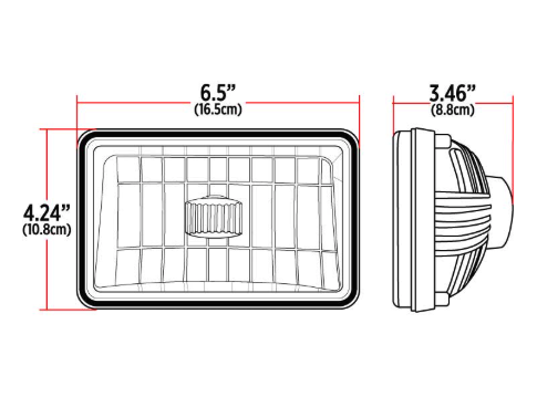 4" x 6" LED Reflector Headlight – Low Beam – 1700 Lumens – Trux TLED-H2 - The New Vernon Truck Wash