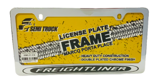 Freightliner - Chrome Zinc License Plate Frame with Silkscreen Printing - The New Vernon Truck Wash