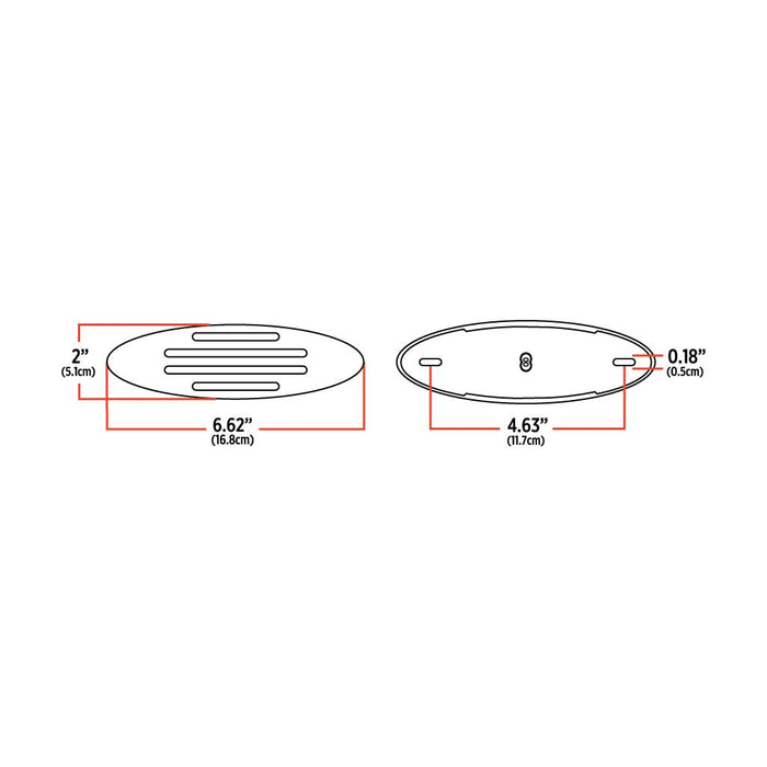 TRUX Marker Flatline Generation 4 LED Light - Size and Measurements Diagram