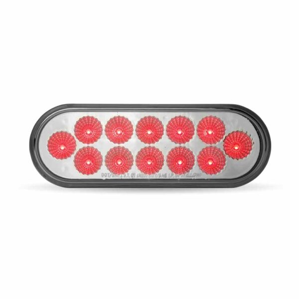 6″ Red Stop, Turn & Tail to Amber Strobe LED Oval Light