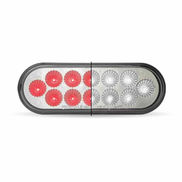 6″ Red Stop, Turn & Tail to White Back Up LED Oval Light